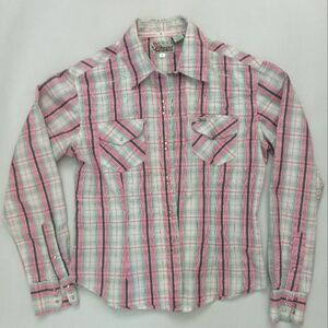 Cowgirl Hardware Rhinestone Snap Western Long Sleeve Shirt size M